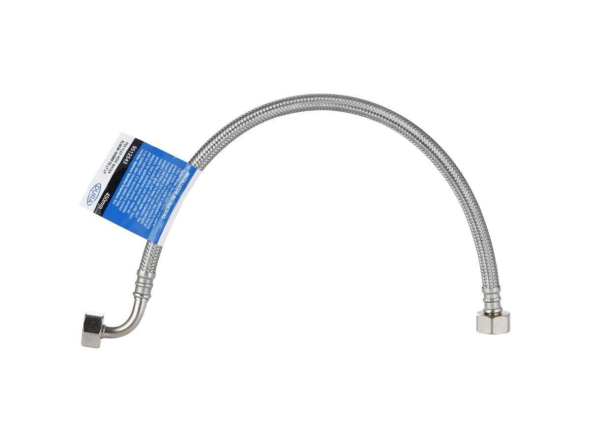 reece Dura Pex Flex Hose Water with Elbow 450mm Stainless Steel Low-Temp Lead Free