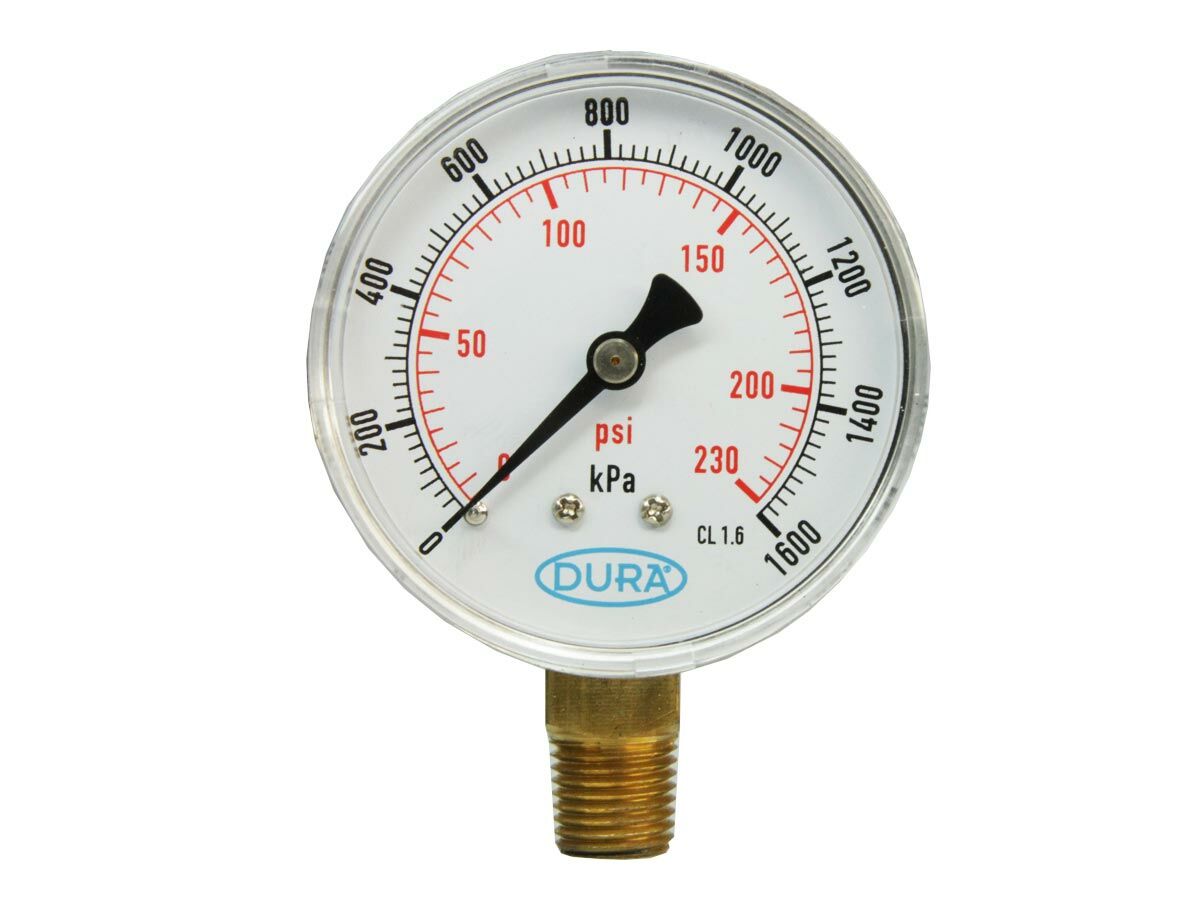reece Dura Pressure Gauge Dry 63mm Bottom Entry 1600kPa