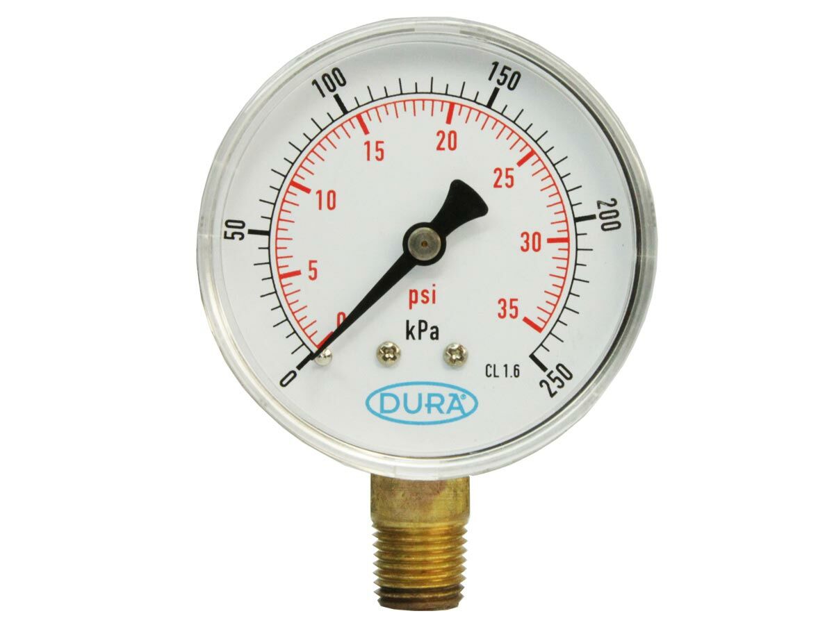reece Dura Pressure Gauge Dry 63mm Bottom Entry 250kPa