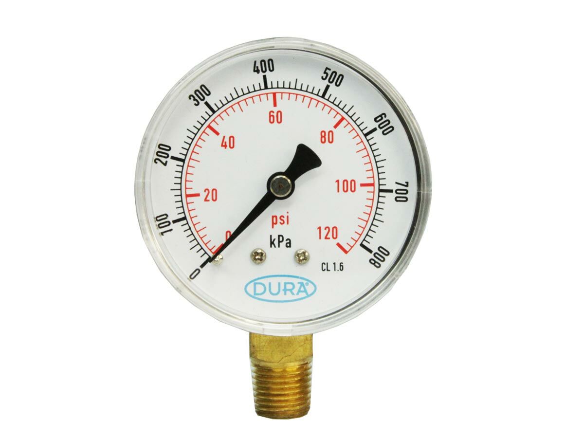 reece Dura Pressure Gauge Dry 63mm Bottom Entry 800kPa