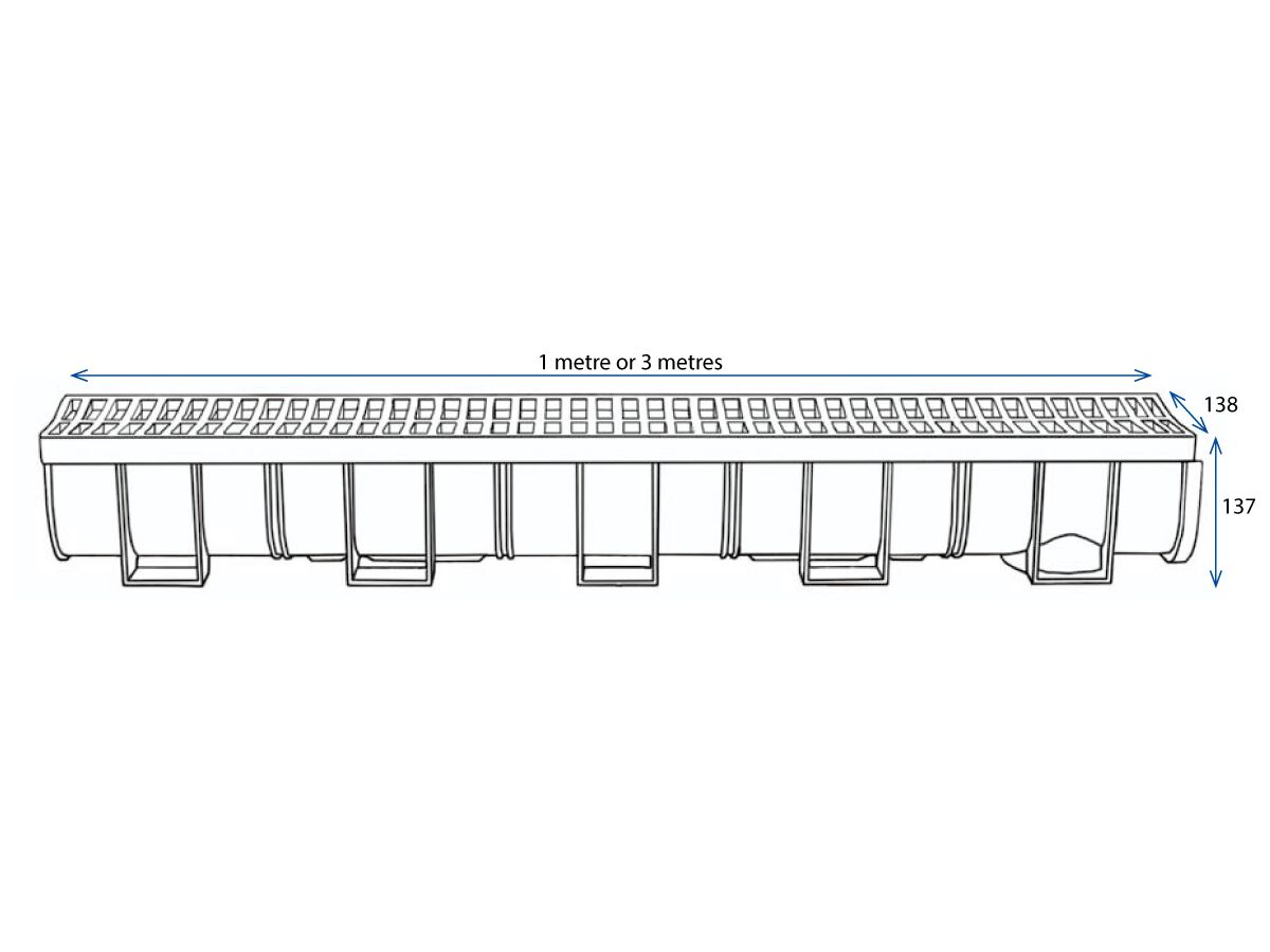 Reece Easydrain Channel Black With Stainless Steel Grate 3mtr