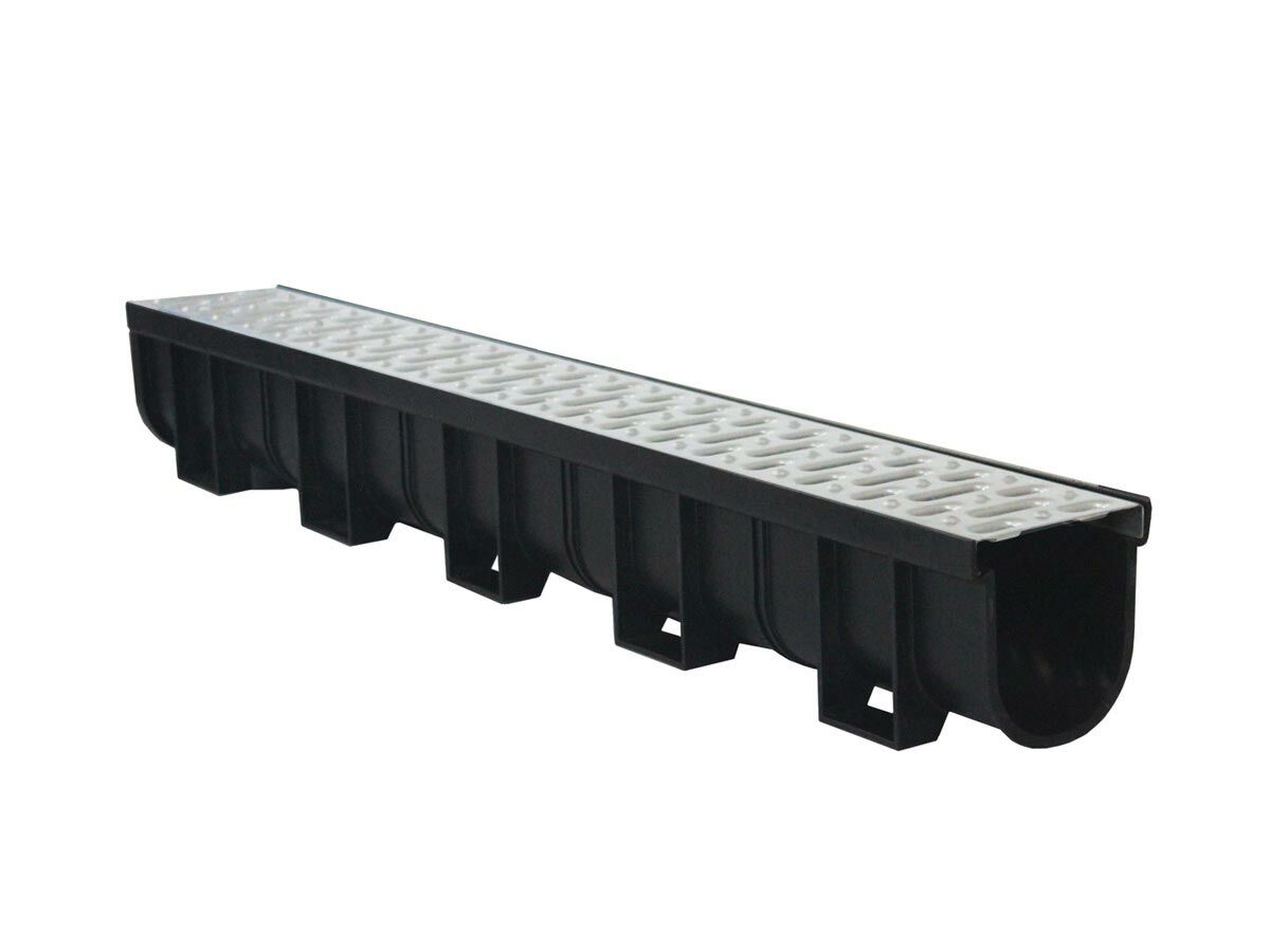 reece Easydrain Channel Black with Stainless Steel Grate 3mtr