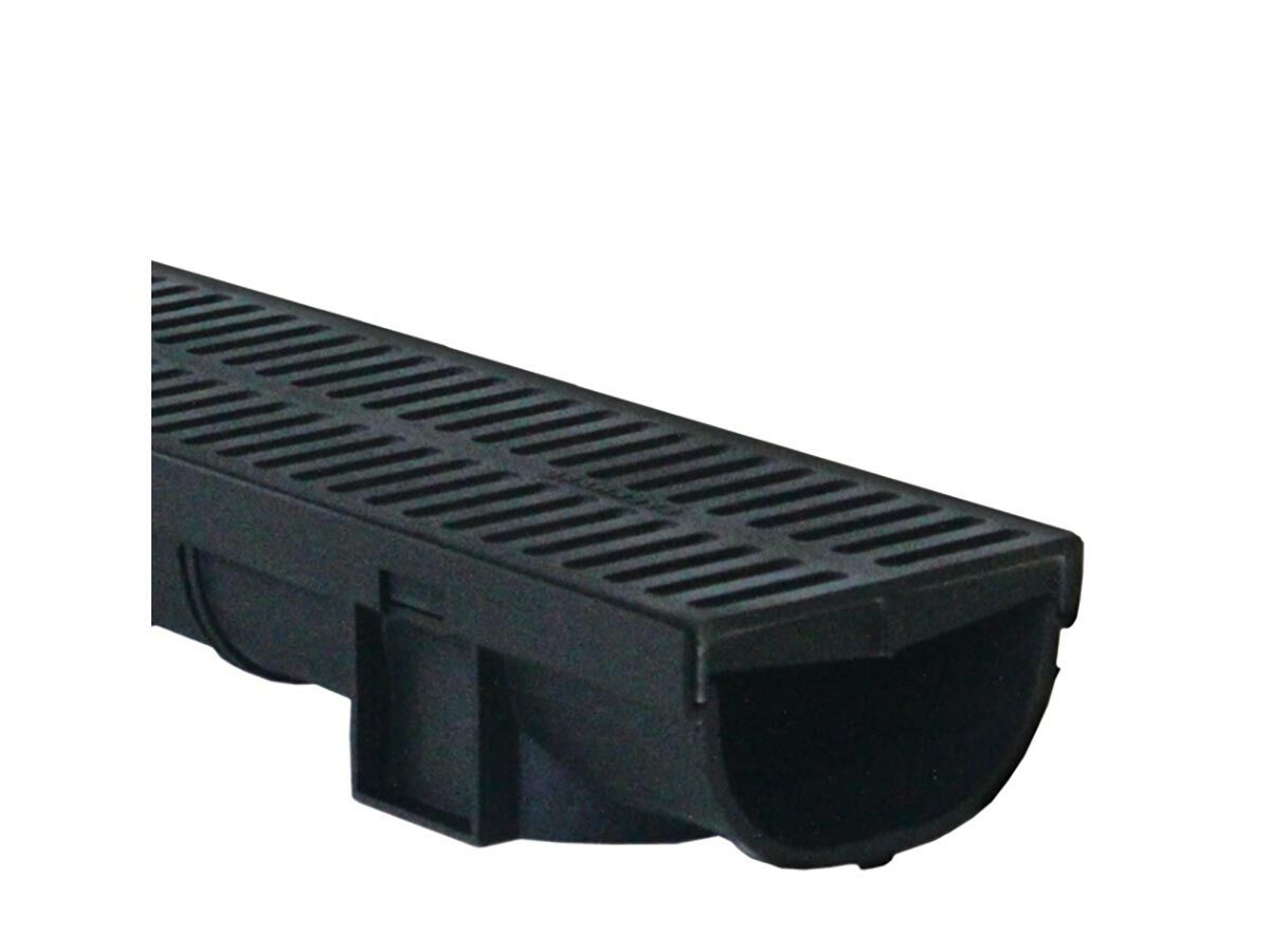 reece Easydrain Compact Channel with Black Grate 1mtr
