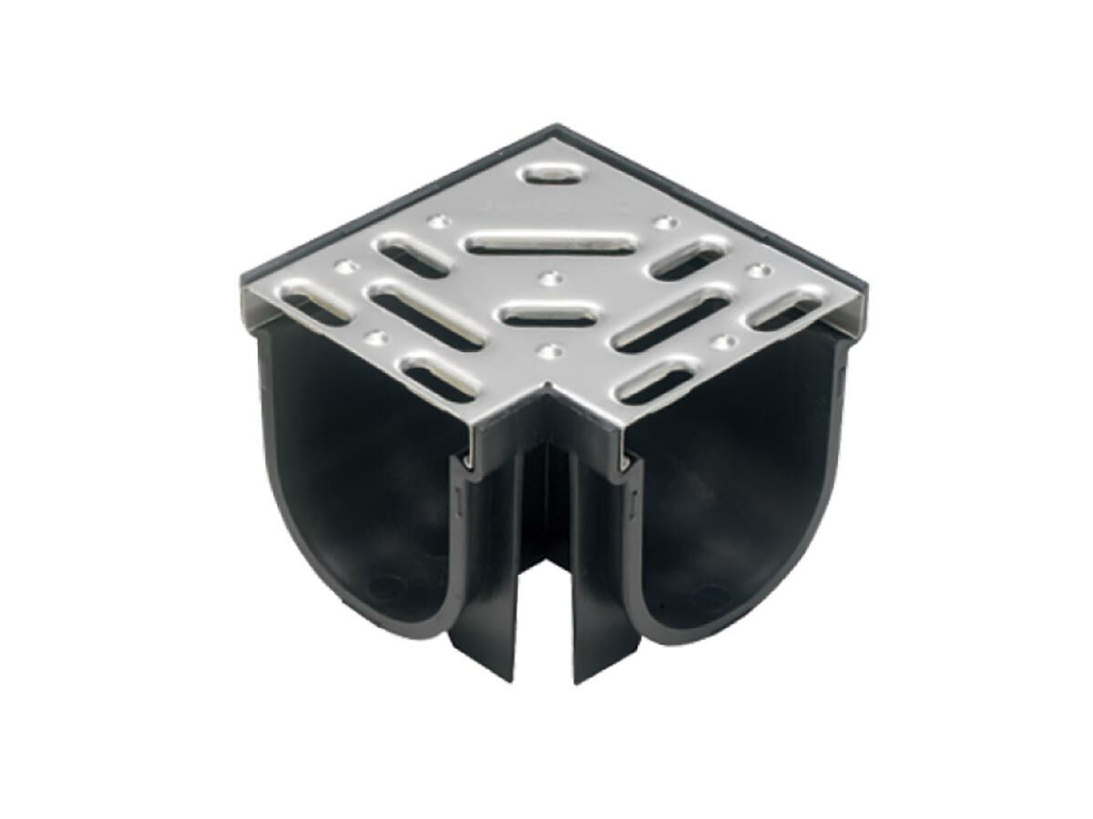 reece Easydrain Corner Black with Stainless Steel Grate