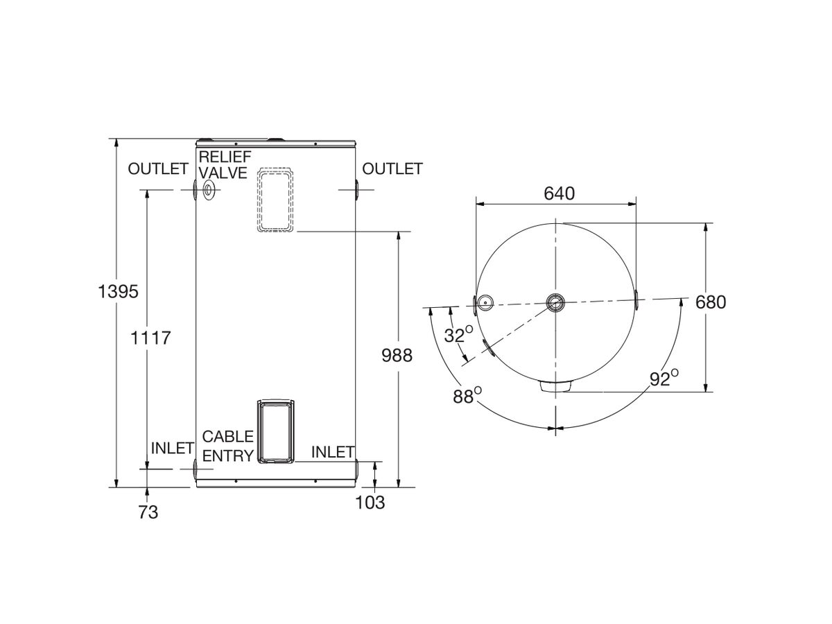 Reece Everhot 250L 3.6kW Single Element Electric Hot Water System