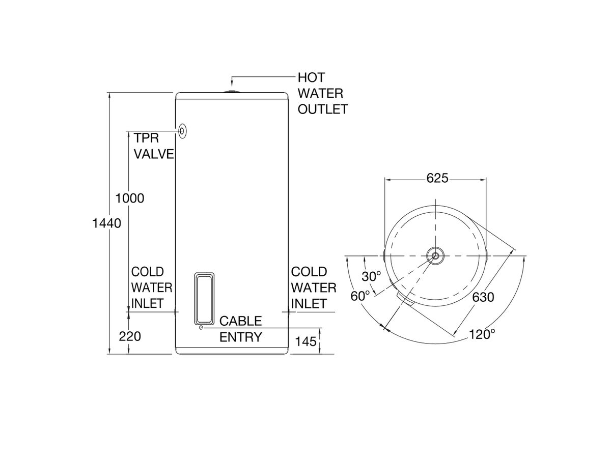 Reece Everhot 250L 3.6kW Single Element Stainless Steel Electric Hot Water System