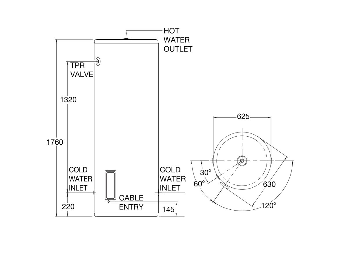 Reece Everhot 315L 3.6kW Single Element Stainless Steel Electric Hot Water System