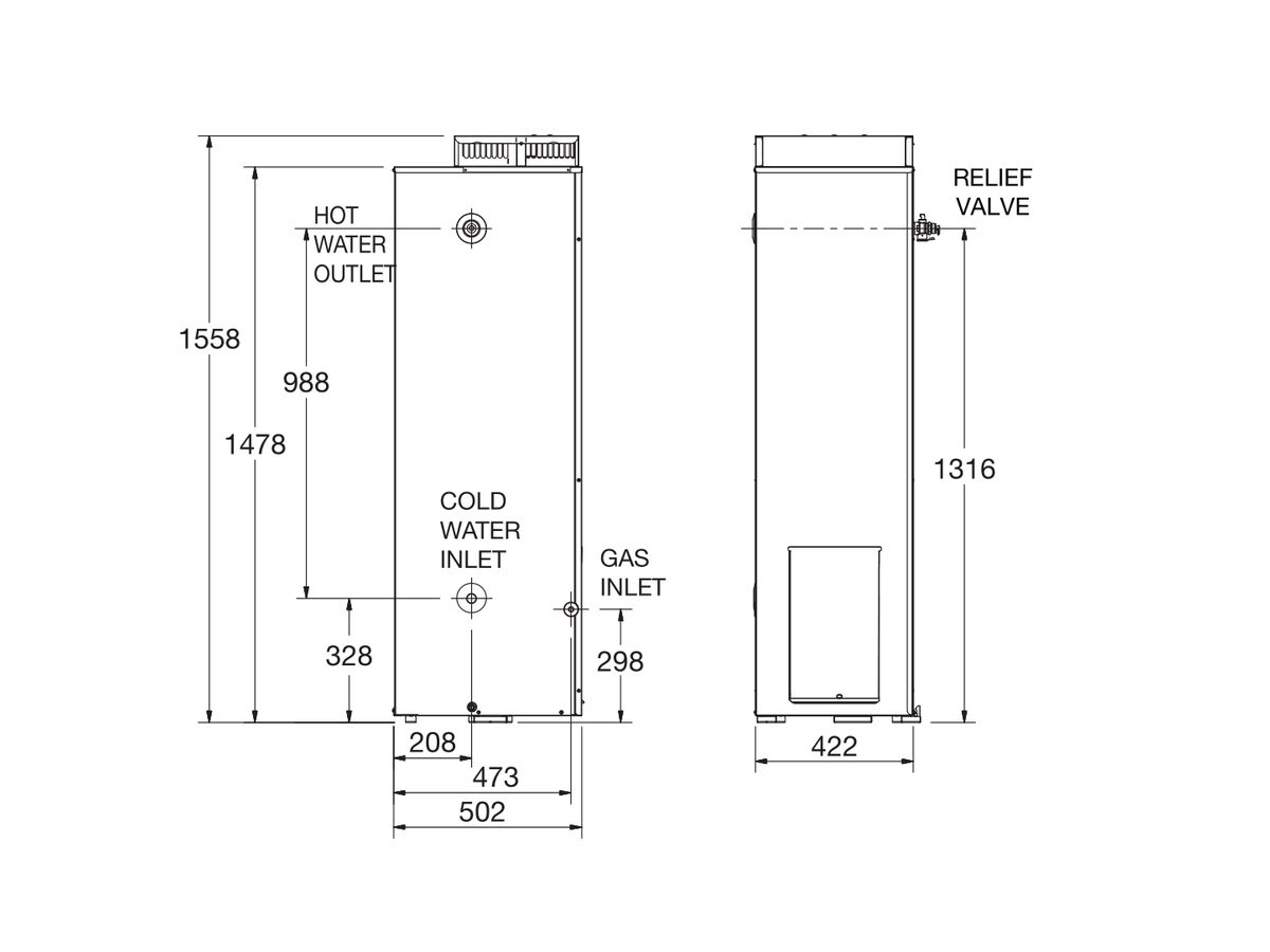 Reece Everhot 4 Star 135L Natural Gas Hot Water System