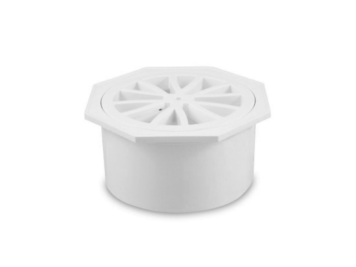 reece Floor Grate Solvent Weld White Octagonal 100mm