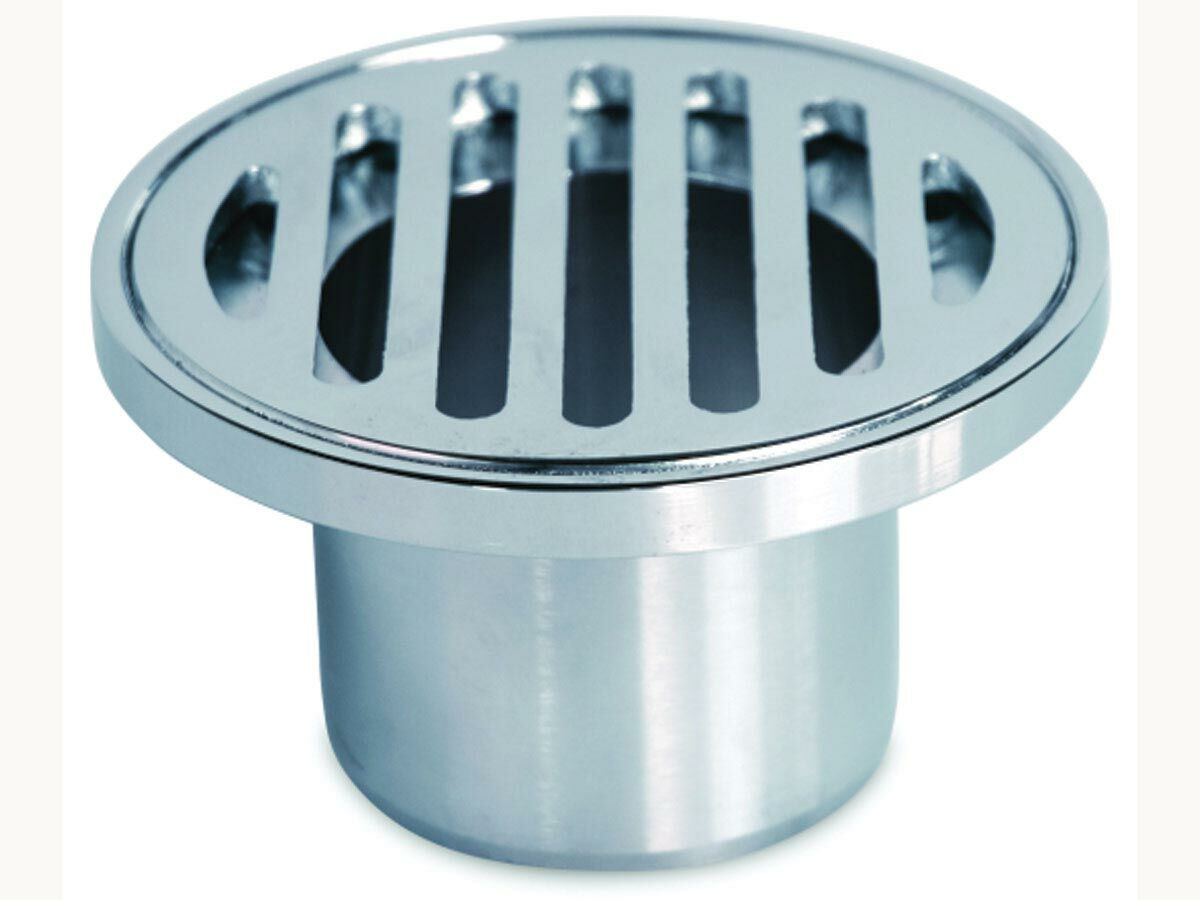 reece Floor Grate Tapered Brass Round Chrome 100mm x 86mm