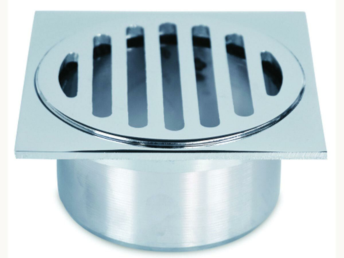 reece Floor Grate Tapered Brass Square Chrome 100mm x 86mm