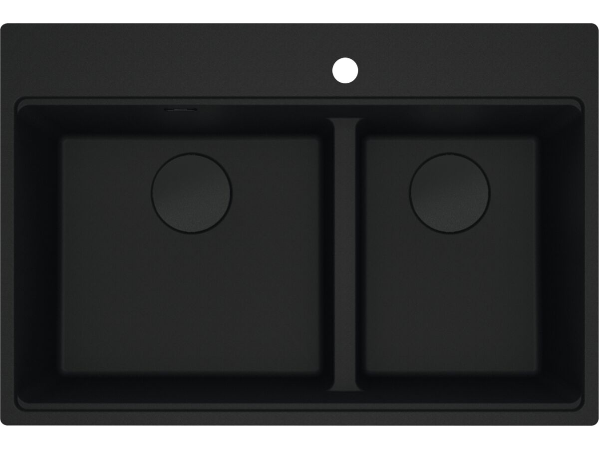 reece Franke City Fragranite 1.75 Bowl 430mm Bowl + 300mm Bowl Inset Sink with Low Divider and Tap Ledge Matte Black