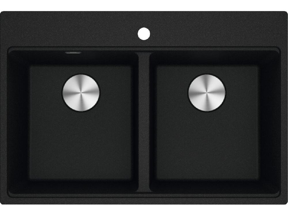 reece Franke City Fragranite 1.75 Bowl 430mm Bowl + 300mm Bowl Inset Sink with Low Divider and Tap Ledge Onyx