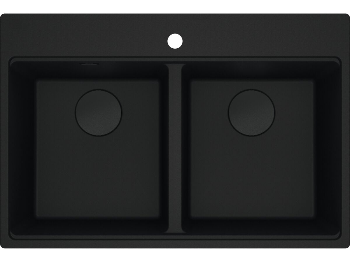reece Franke City Fragranite Double Bowl 360mm Bowl + 360mm Bowl Inset Sink with Tap Ledge Matte Black