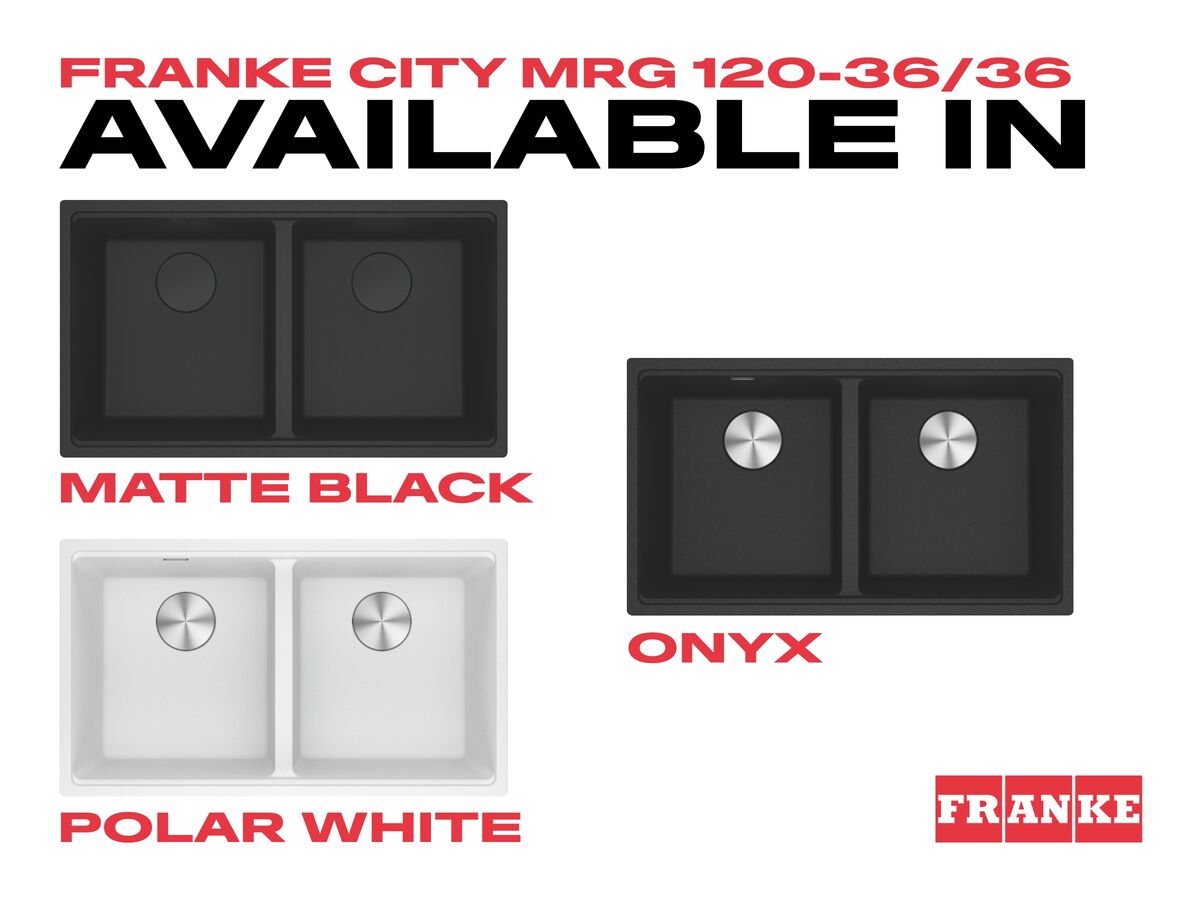 Reece Franke City Fragranite Double Bowl 360mm Bowl + 360mm Bowl Undermount Sink Onyx