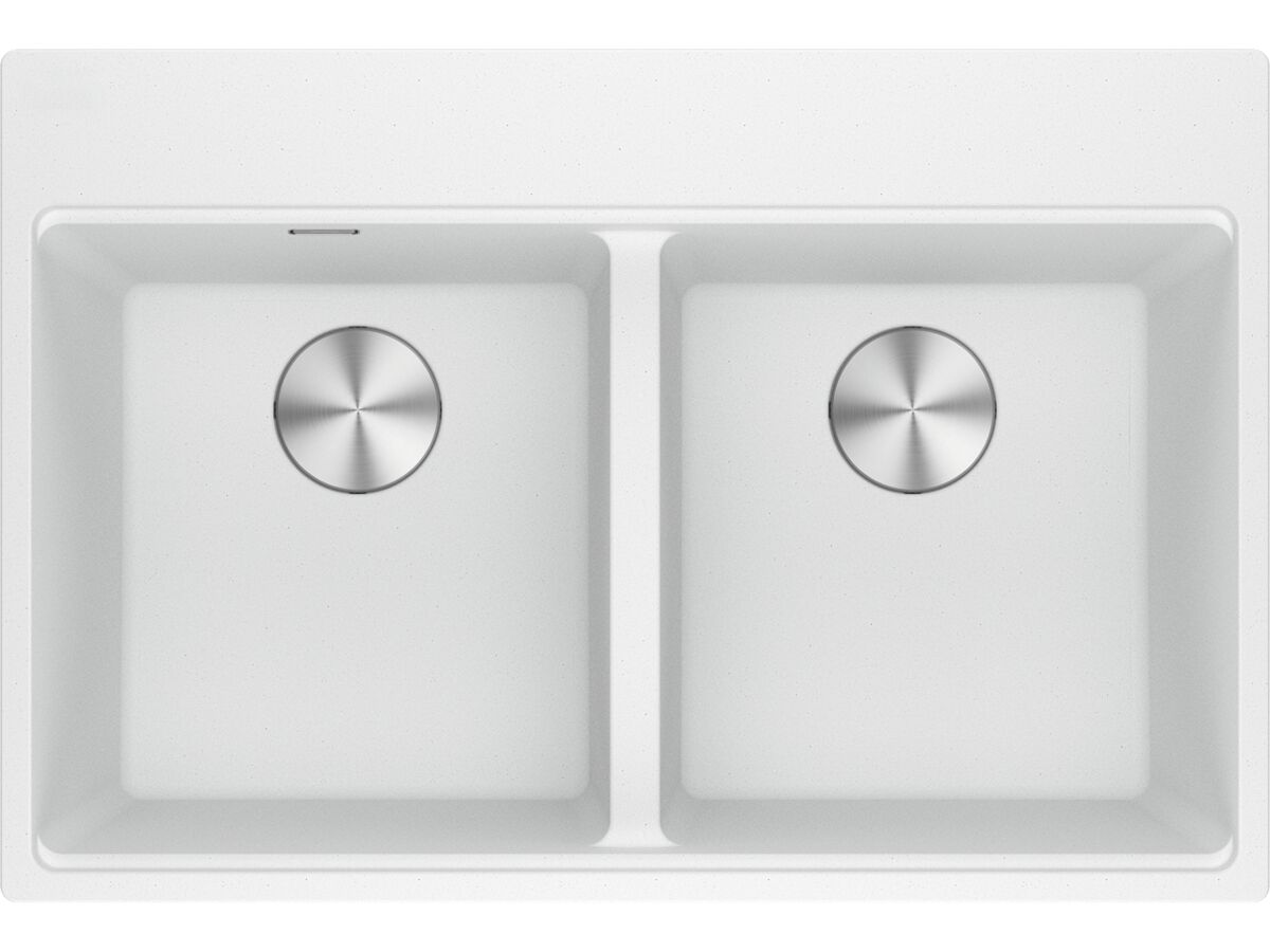Reece Franke City Fragranite Double Bowl 360mm Bowl + 360mm Bowl Inset Sink Pack Includes Chopping Board And Rollamat Polar White