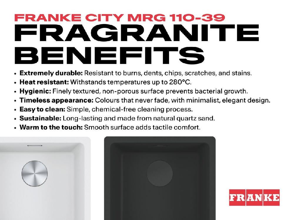 Reece Franke City Fragranite Single Bowl 390mm Undermount Sink Onyx