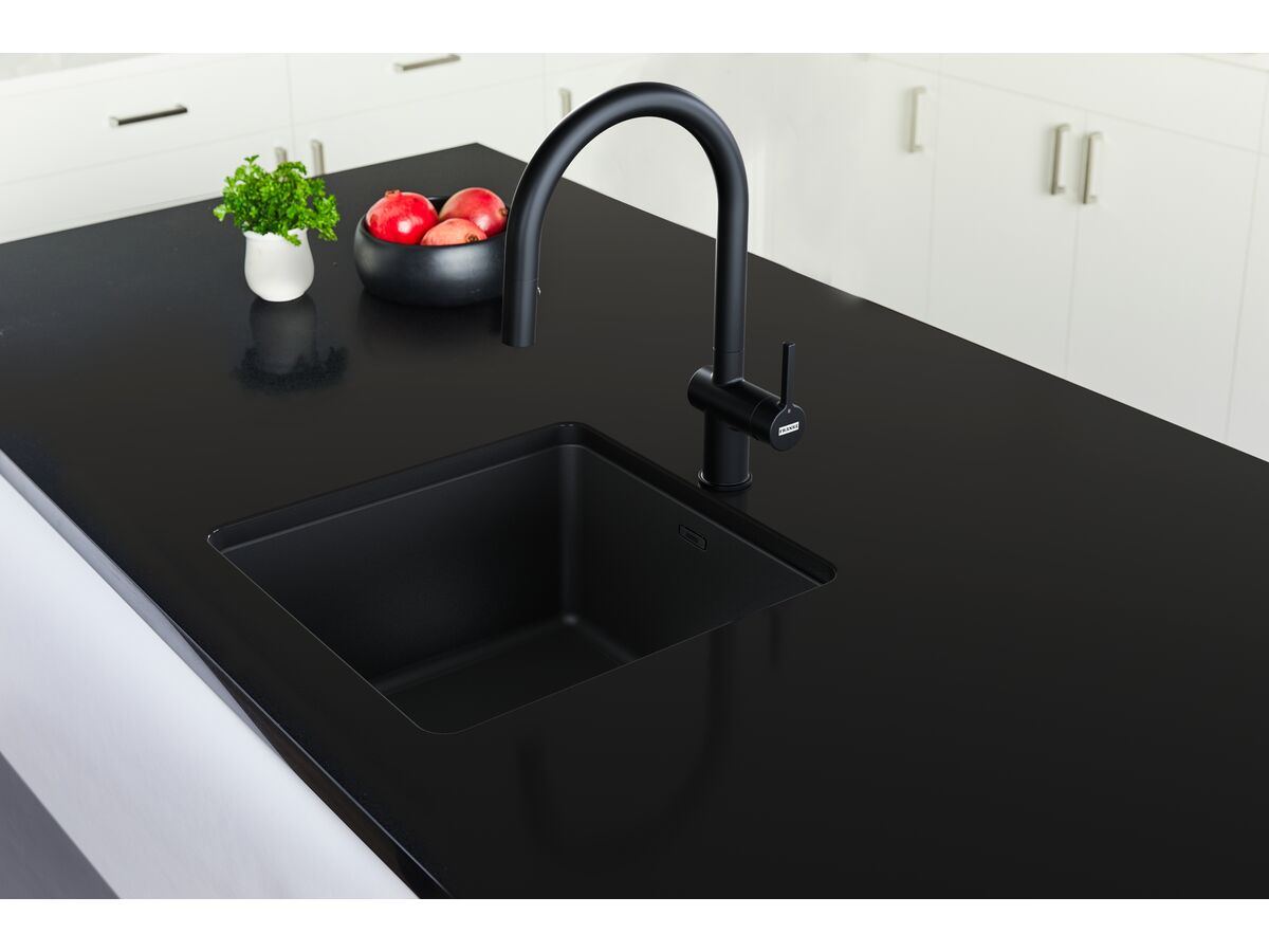 Reece Franke City Fragranite Single Bowl 390mm Undermount Sink Matte Black