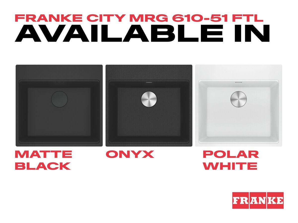 Reece Franke City Fragranite Single Bowl 510mm Inset Sink With Tap Ledge Matte Black
