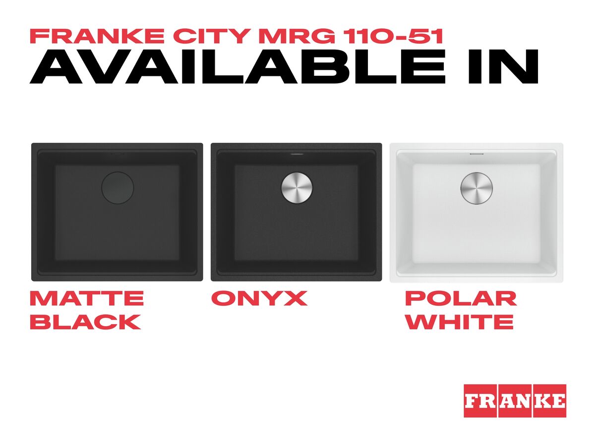 Reece Franke City Fragranite Single Bowl 510mm Undermount Sink Matte Black