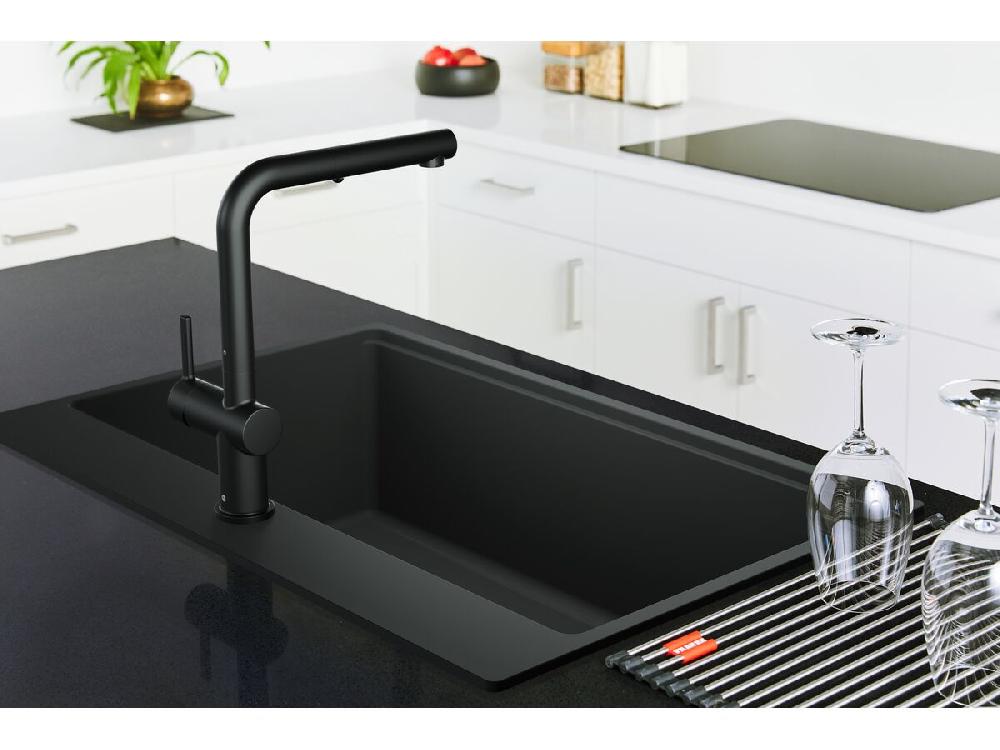 Reece Franke City Fragranite Single Bowl 750mm Inset Sink With Tap Ledge Matte Black
