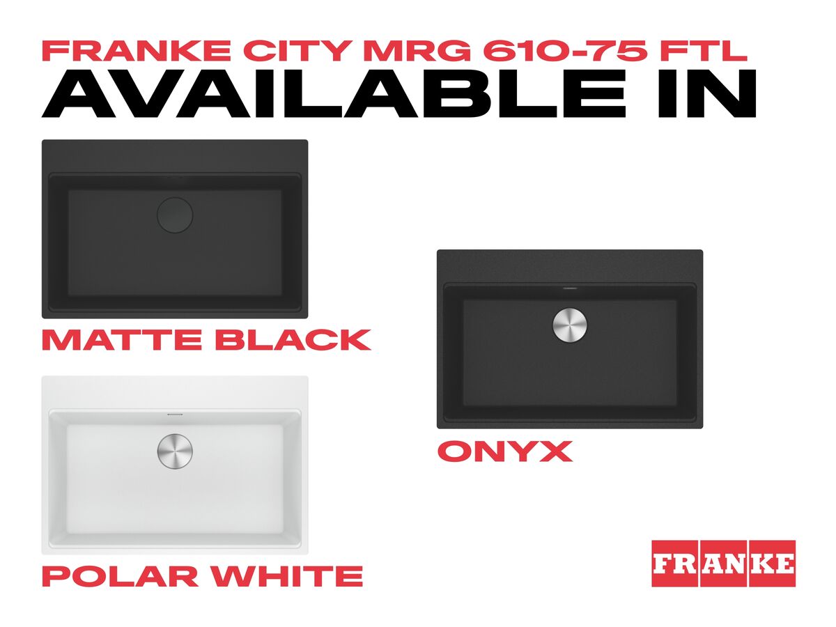 Reece Franke City Fragranite Single Bowl 750mm Inset Sink With Tap Ledge Onyx
