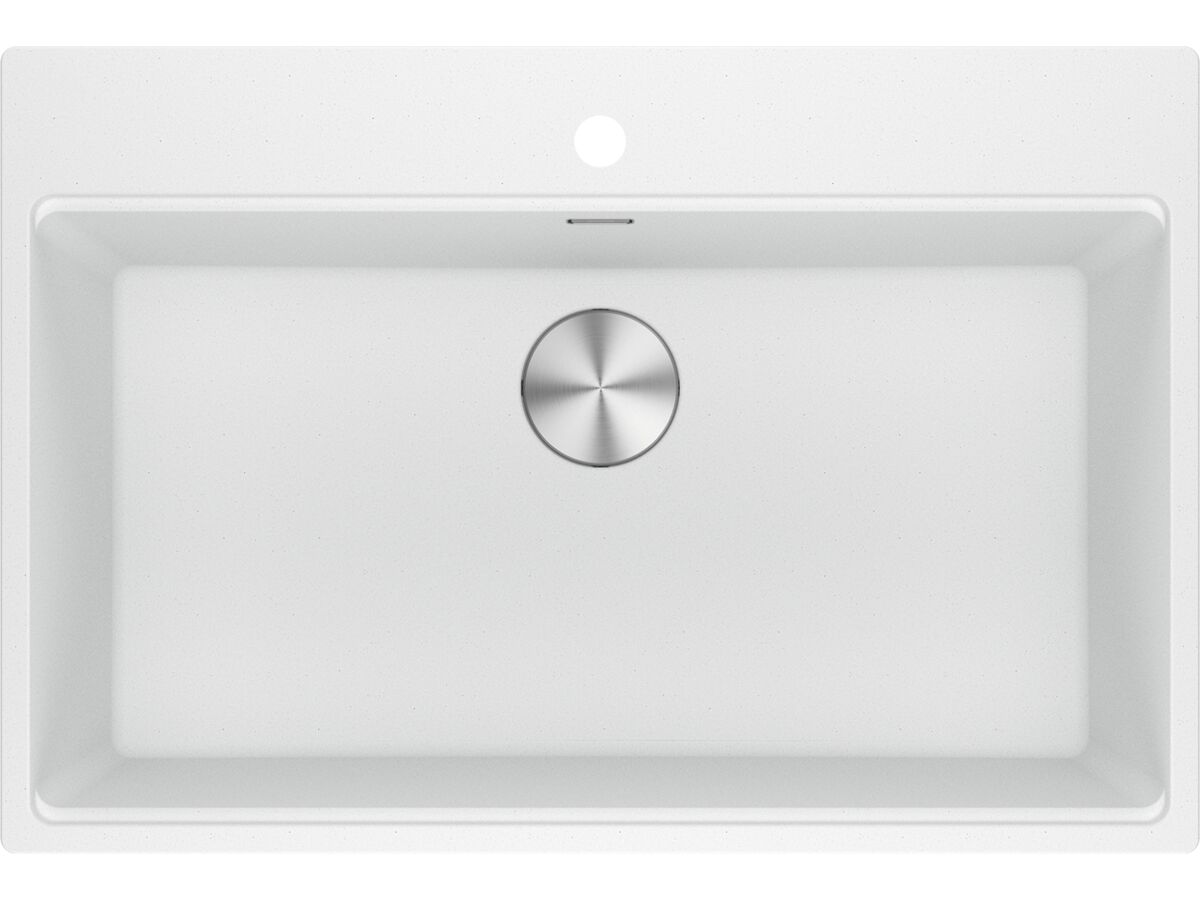 reece Franke City Fragranite Single Bowl 750mm Inset Sink with Tap Ledge Polar White