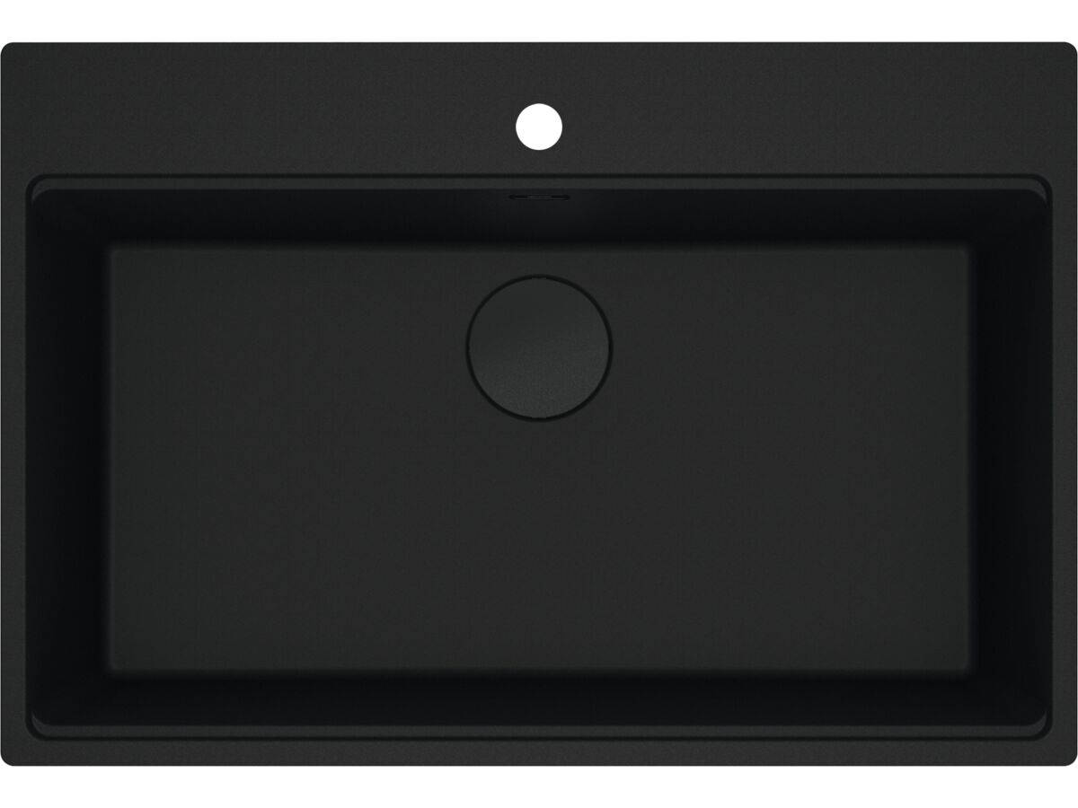reece Franke City Fragranite Single Bowl 750mm Inset Sink with Tap Ledge Matte Black