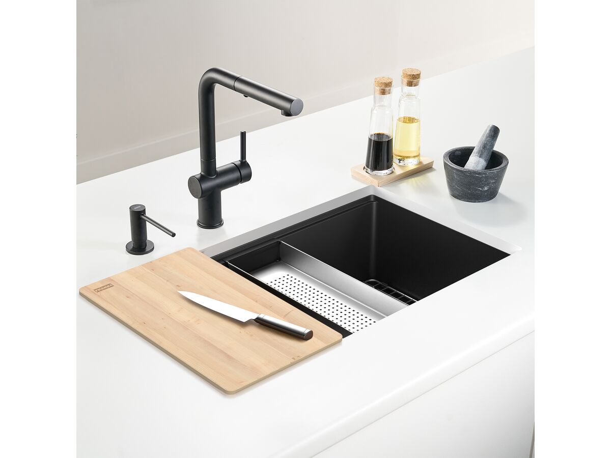 Reece Franke City Fragranite Single Bowl 750mm Undermount Sink Matte Black