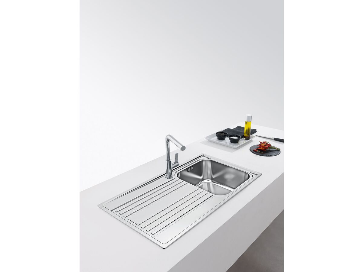 Reece Franke Rapid RPX611-86 Single Bowl Inset Sink Only Right Hand Bowl-Left Hand Drain Stainless Steel