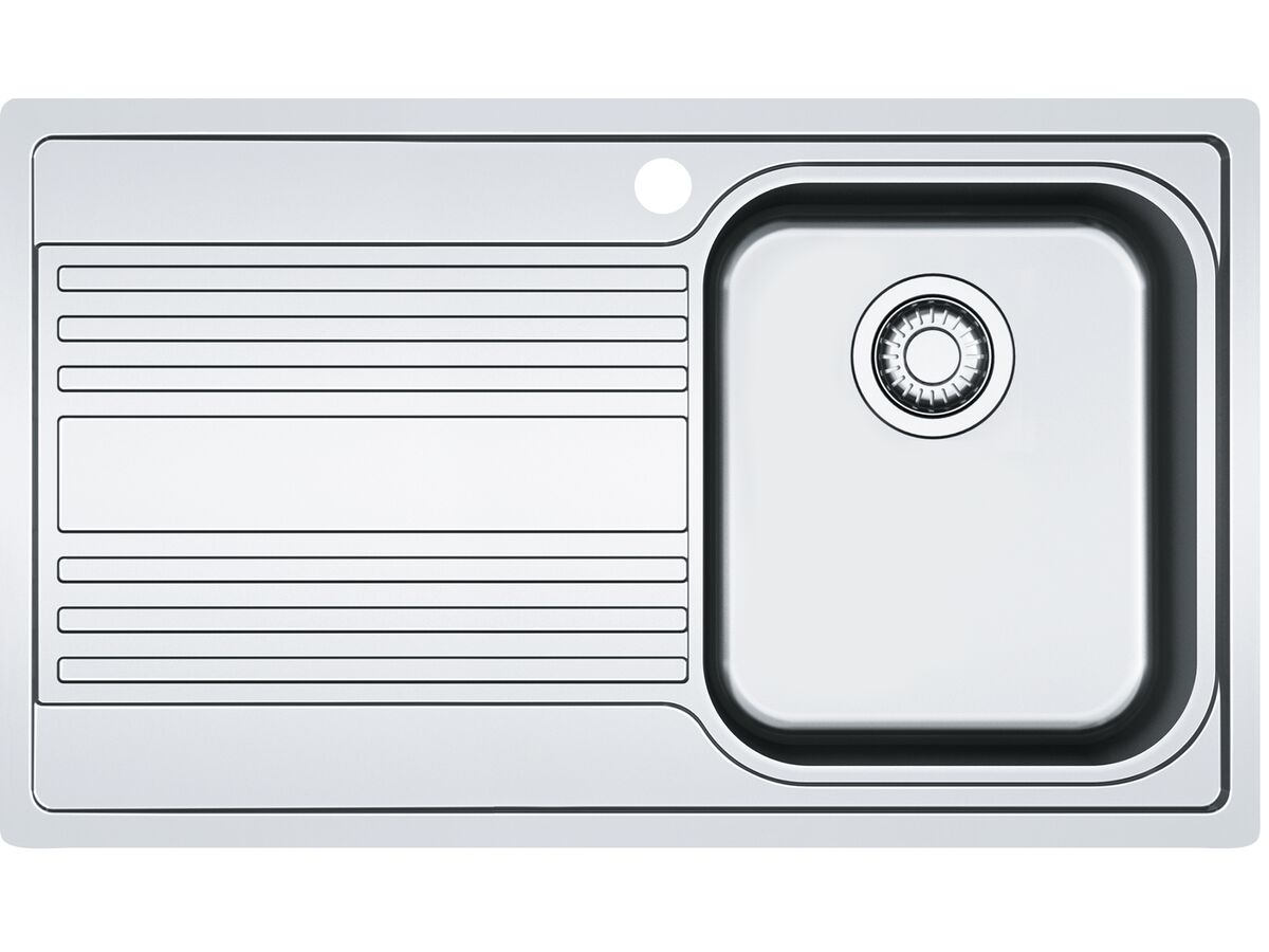 reece Franke Rapid RPX611-86 Single Bowl Inset Sink Only Right Hand Bowl-Left Hand Drain Stainless Steel