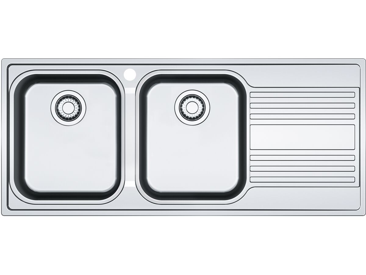 reece Franke Rapid RPX621 Double Bowl Inset Sink Only Left Hand Bowls-Right Hand Drain Stainless Steel
