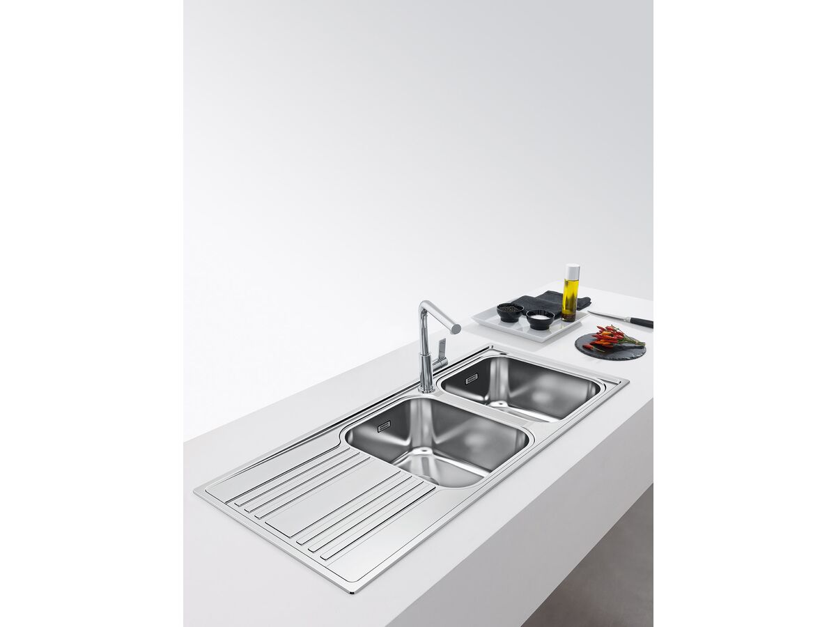 Reece Franke Rapid RPX621 Double Bowl Inset Sink Only Right Hand Bowls-Left Hand Drain Stainless Steel