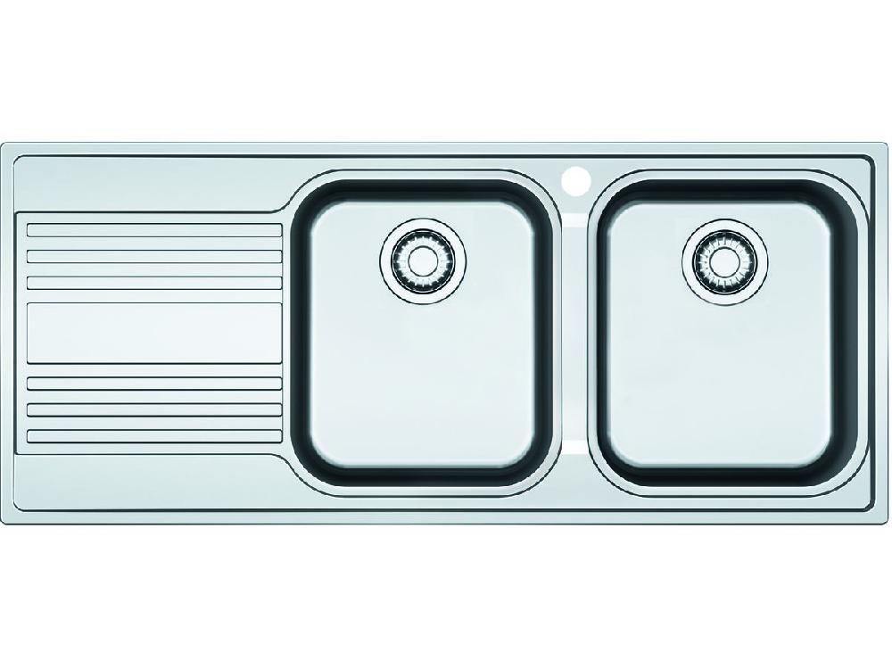 reece Franke Rapid RPX621 Double Bowl Inset Sink Only Right Hand Bowls-Left Hand Drain Stainless Steel