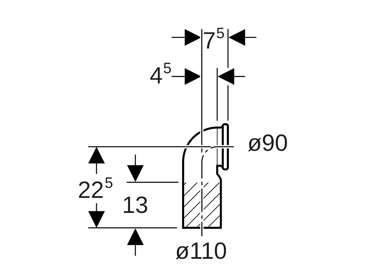 Reece Geberit Bend For Wall Hung WC 110mm X 90mm X 90 Degree