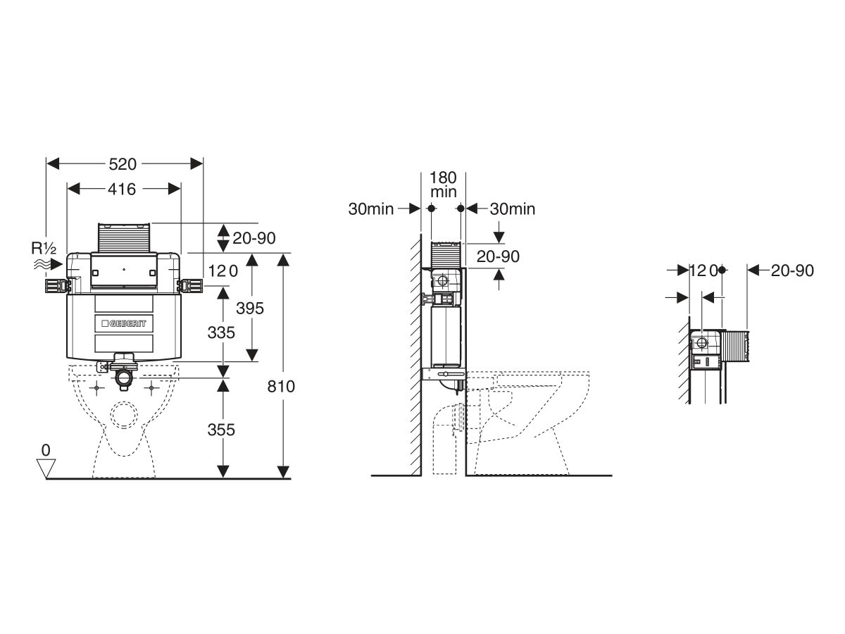 Reece Geberit Omega Undercounter Cistern Back To Wall (4 Star)