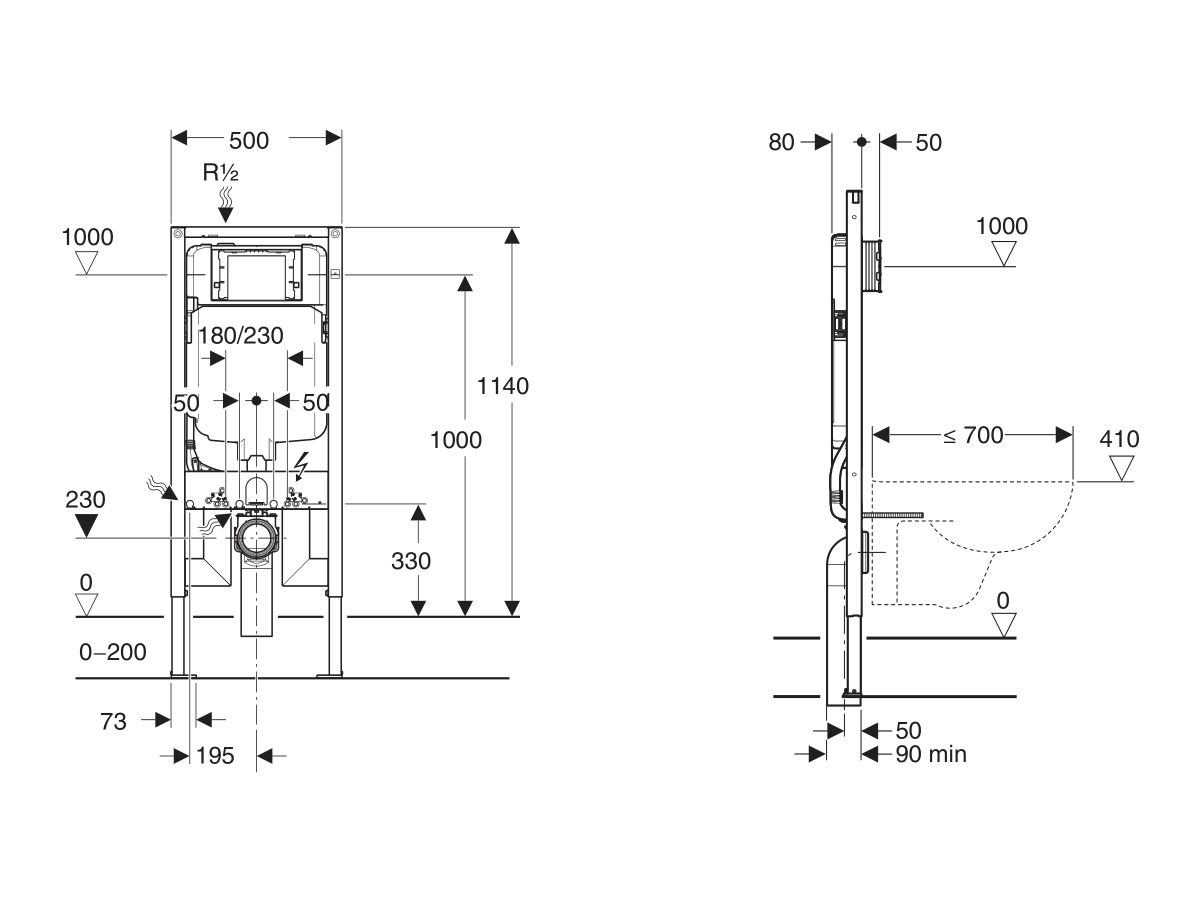 Reece Geberit Sigma 8 Cistern With Frame - Wall Hung (4 Star)