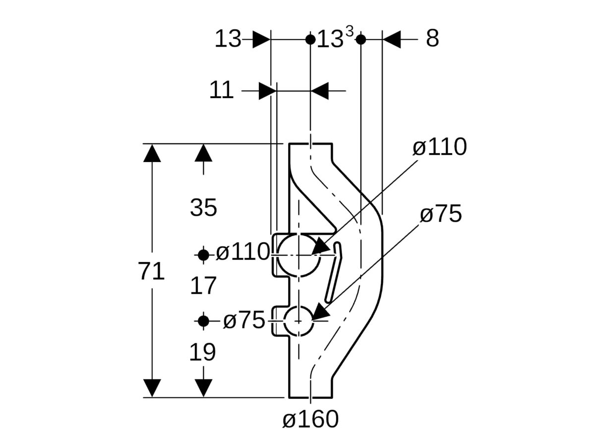 Reece Geberit Sovent Fiting PE-HD D160/160/75 17l/s