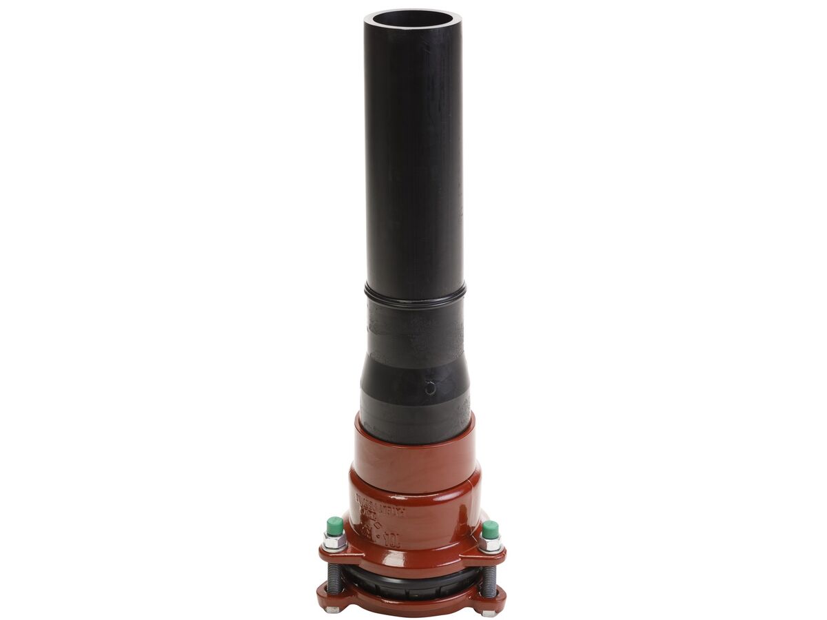 reece GF Waga MJ3067 Restraint PE Adaptor 63mm SDR11 PE x 65mm Multijoint Suits Pipe OD Range 63-90mm NBR Gasket & 316 Stainless Steel Bolts
