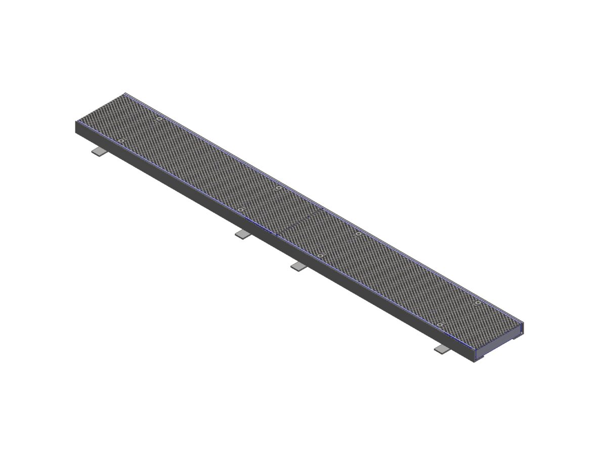 reece GMS Boltdown Heel Guard Trench Grate & Frame Class D Clear Opening 150mm x 2mtr