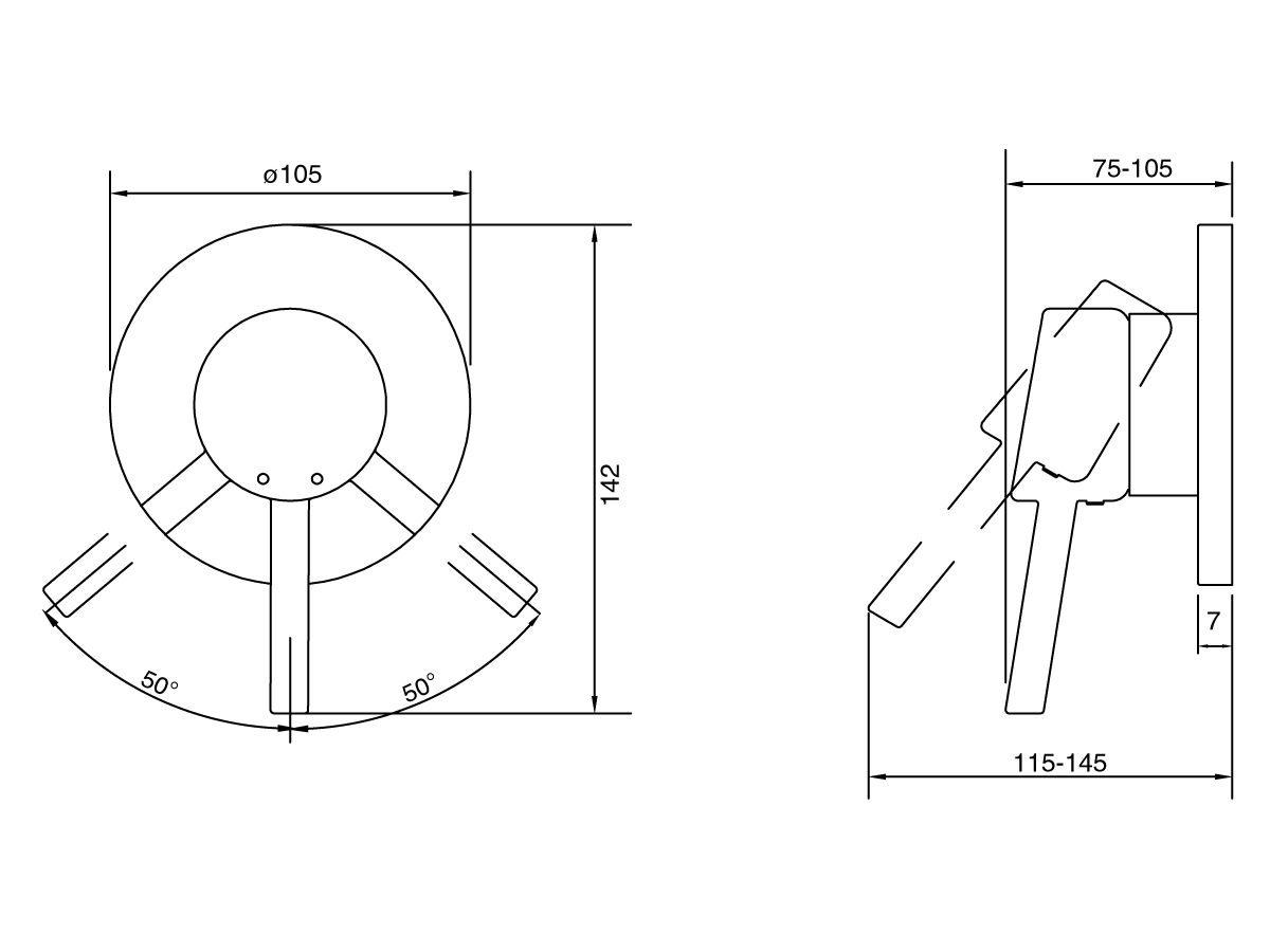Reece GROHE Concetto Shower / Bath Mixer Tap With Diverter Front Of Wall Trim Set Only Chrome