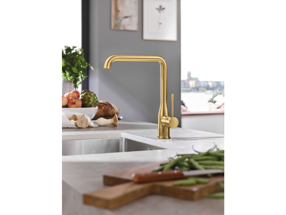 Reece GROHE Essence New Gooseneck Sink Mixer Brushed Cool Sunrise (4 Star)