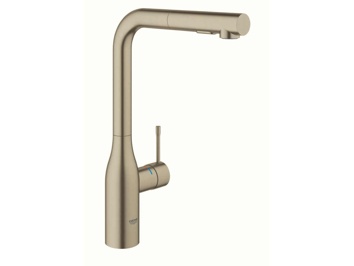 reece GROHE Essence New Pull Out Sink Mixer Tap with Dual Spray Brushed Nickel (6 Star) Lead Free