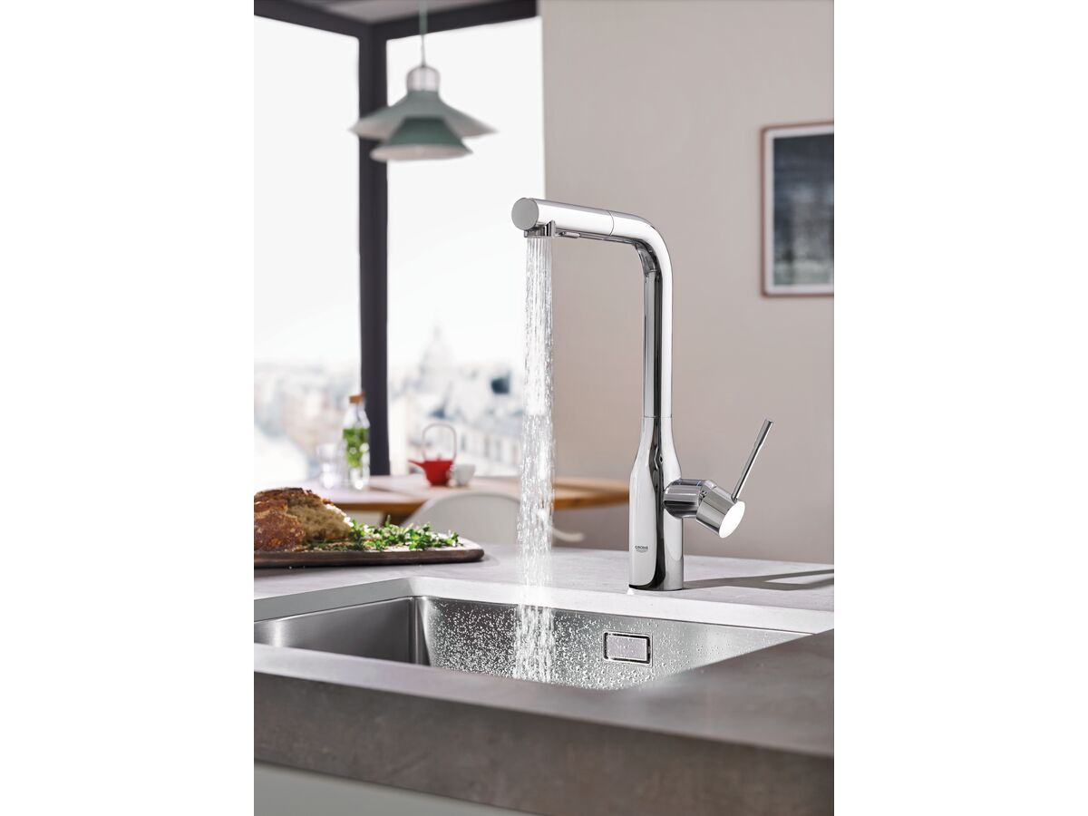 Reece GROHE Essence New Pull Out Sink Mixer Tap With Dual Spray Chrome (6 Star)