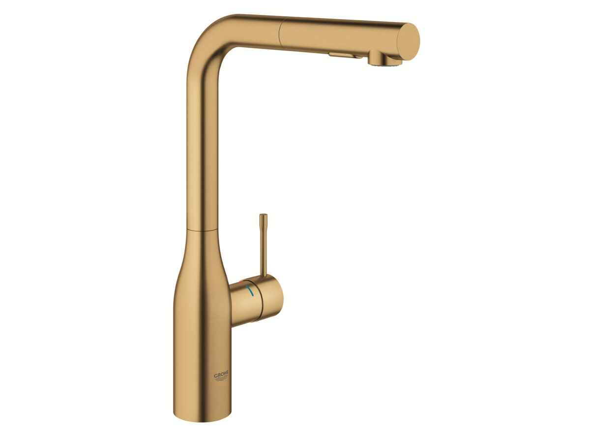 reece GROHE Essence New Pull Out Sink Mixer Tap with Dual Spray Brushed Cool Sunrise (6 Star)