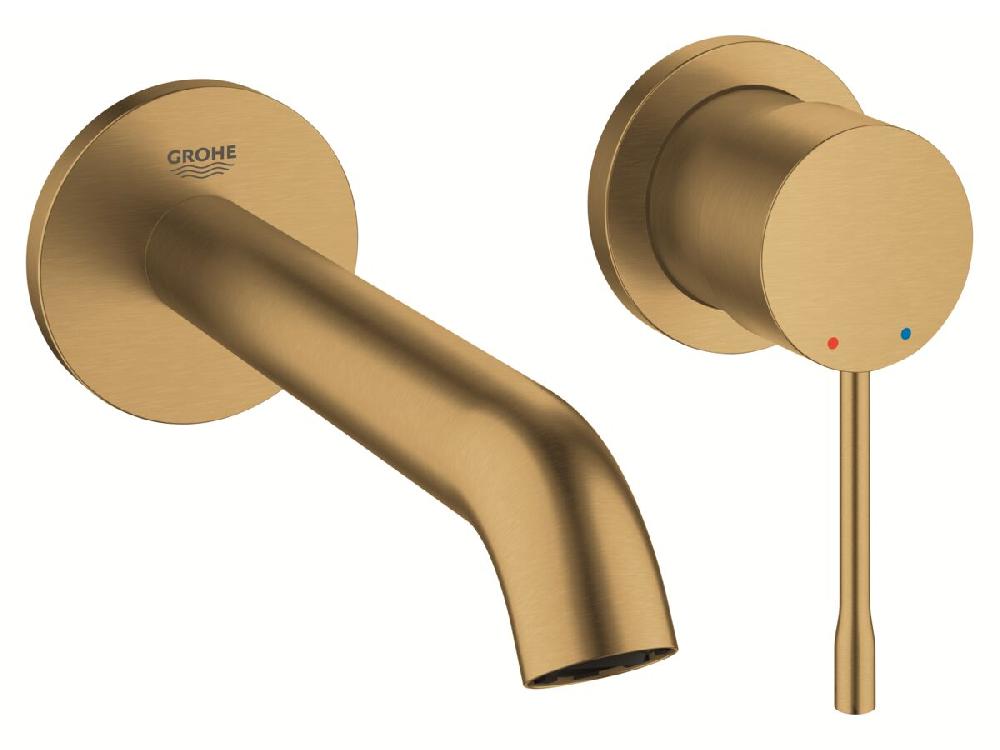 reece GROHE Essence New Wall Basin Mixer Tap 180mm Front of Wall Trim Set Only Brushed Cool Sunrise (5 Star) Lead Free
