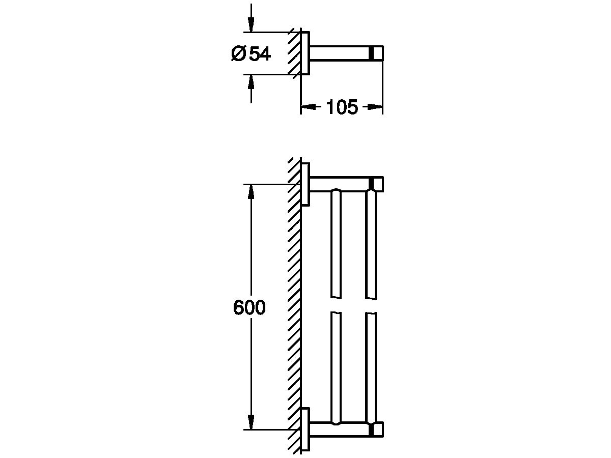 Reece GROHE Essentials Accessories Double Towel Rail 600mm Chrome