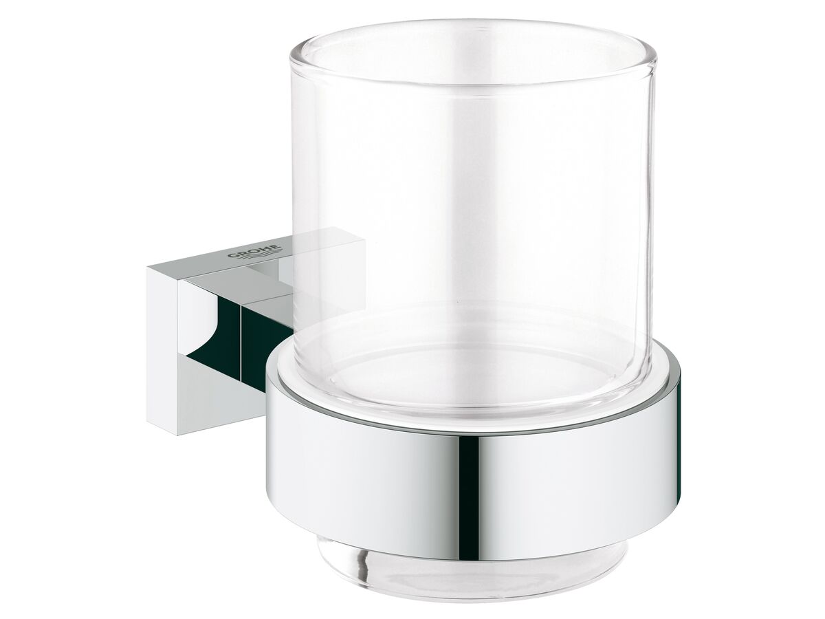 reece GROHE Essentials Cube Accessories Tumbler and Holder Chrome