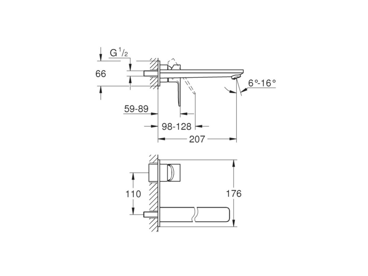 Reece GROHE Lineare New Wall Bath Mix Set 207mm Chrome