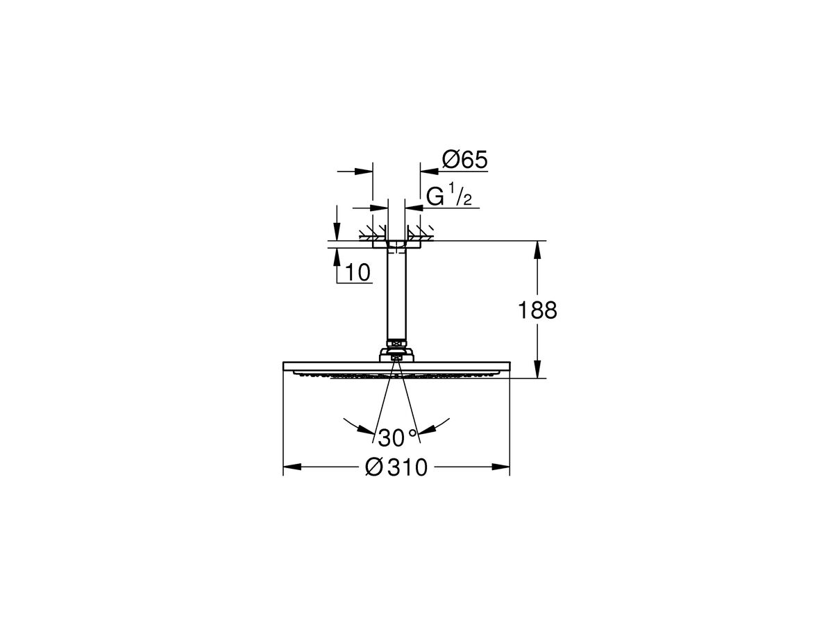 Reece GROHE Rainshower Cosmo Overhead Ceiling Shower 310mm Brushed Cool Sunrise (3 Star)